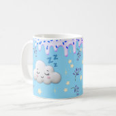 Sweet Dreams Cute Sleeping Cloud and Blueberry Mug コーヒーマグカップ (正面左)