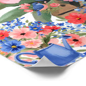 Sweet Dreams Floral Baby Raccoon & Child's Name  ポスター (角)