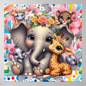 Sweet Dreams Floral Jungle Animals Nursery  ポスター (正面)