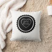 Sweet Dreams Heart Badge Minimalist Monochrome クッション (ブランケット)