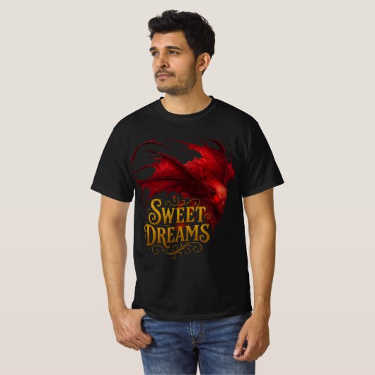 Sweet Dreams Horror Bat Artwork Tシャツ (正面フル)
