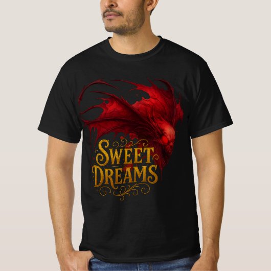Sweet Dreams Horror Bat Artwork Tシャツ (正面)