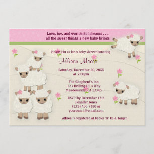 Sweet Dreams LAMB Baby Shower invitation girl SDK 招待状