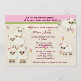 Sweet Dreams LAMB Baby Shower invitation girl SDK 招待状