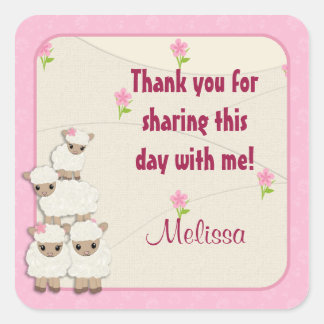 Sweet Dreams LAMB Baby Shower squareステッカーSDK スクエアシール