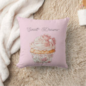 Sweet Dreams Pink Roses Floral Cupcake クッション (ブランケット)