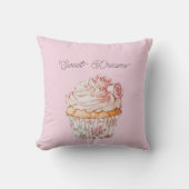 Sweet Dreams Pink Roses Floral Cupcake クッション (正面)