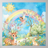 Sweet Dreams Rainbow Deer & Rabbit Nursery  ポスター (正面)