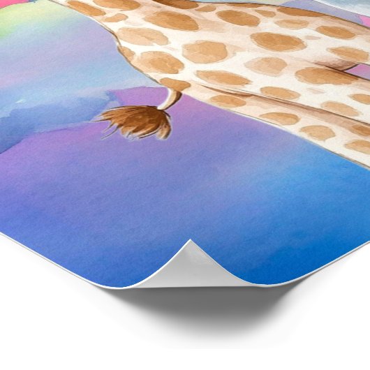 Sweet Dreams Rainbow Elephant & Giraffe Nursery  ポスター (角)