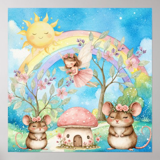 Sweet Dreams Rainbow Fairy & Mice Nursery  ポスター (正面)