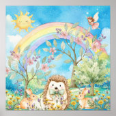 Sweet Dreams Rainbow Hedgehog & Rabbits Nursery  ポスター (正面)