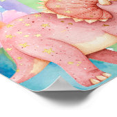Sweet Dreams Rainbow Pink Dinosaurs Nursery  ポスター (角)