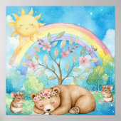 Sweet Dreams Rainbow Sleepy Bear & Mice Nursery ポスター (正面)