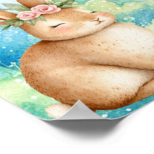 Sweet Dreams Rainbow Sleepy Rabbits Nursery ポスター (角)