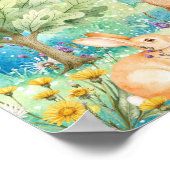 Sweet Dreams Rainbow Squirrel & Rabbits Nursery  ポスター (角)