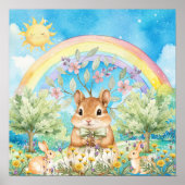Sweet Dreams Rainbow Squirrel & Rabbits Nursery  ポスター (正面)