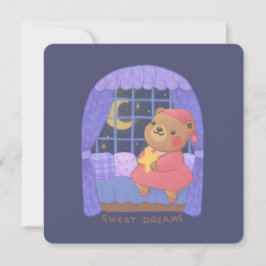 Sweet Dreams: Teddy Bear Illustration カード