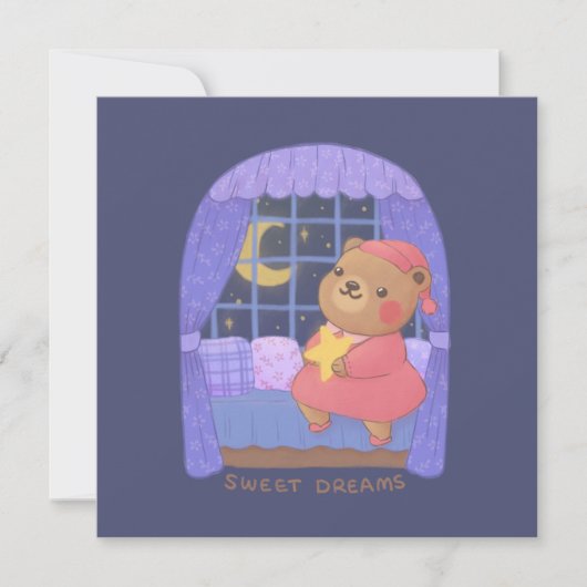 Sweet Dreams: Teddy Bear Illustration サンキューカード (正面)