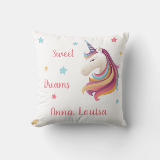 Sweet dreams unicorn personalize (your name) クッション (正面)
