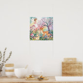 Sweet Dreams Woodland Deer & Rabbits Nursery ポスター (キッチン)