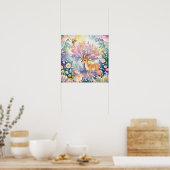 Sweet Dreams Woodland Deer & Rabbits Nursery  ポスター (キッチン)