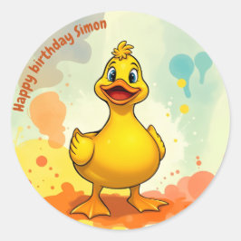 Sweet Duck Birthday ラウンドシール