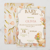 Sweet Duck Floral Baby Shower Invitation 招待状 (正面/裏面)