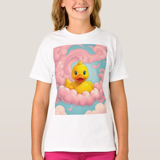 Sweet Duckling on Pink Clouds Birthday  Tシャツ (正面)