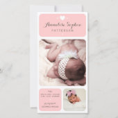 Sweet Duetフォトベビーガール誕生のお知らせ 案内状 (正面)