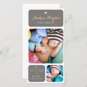 Sweet Duetフォト男の赤ちゃん誕生発表 案内状 (正面/裏面)