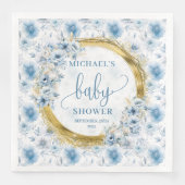 Sweet Dusty Blue Gold Baby Shower Napkins (正面)