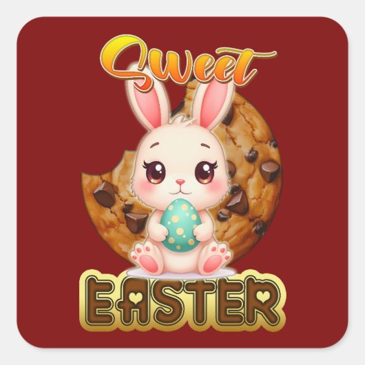 Sweet Easter Bunny – Cute Design - Autocolante スクエアシール (正面)