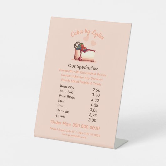 Sweet & Elegant Custom Dessert Menu 台座サイン (正面)