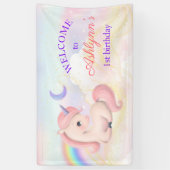 Sweet Elegant Pink Unicorn Rainbow Birthday Banner 横断幕 (縦)