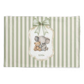 Sweet Elephant and Teddy Bear Hugging Baby Girl  枕カバー (裏面)