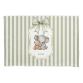Sweet Elephant and Teddy Bear Hugging Baby Girl  枕カバー (正面)