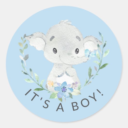 Sweet Elephant It'a Boy Friends Sticker ラウンドシール (正面)