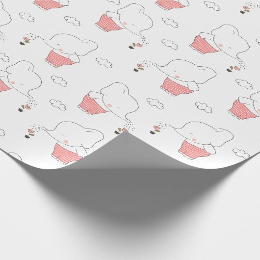 Sweet Elephant Seamless Pattern Design ラッピングペーパー (角)