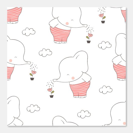 Sweet Elephant Seamless Pattern for Your Kid Room 壁紙 (正面)