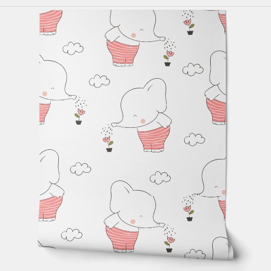 Sweet Elephant Seamless Pattern for Your Kid Room 壁紙 (ほどく)