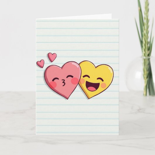 Sweet Emoji Hearts Love カード (正面)