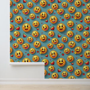 Sweet Emoji Love:いちごよくはしゃぐハート 壁紙