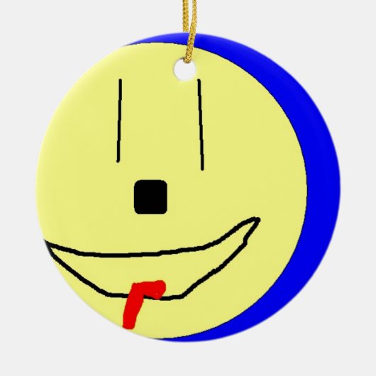 Sweet Emoji, Yellow Blue, Art By Kids :) セラミックオーナメント (正面)