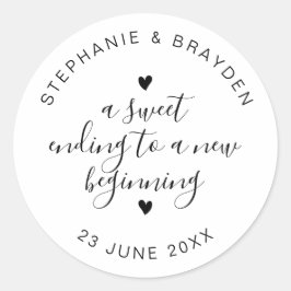 Sweet Ending Elegant Script Wedding Favor Large ラウンドシール