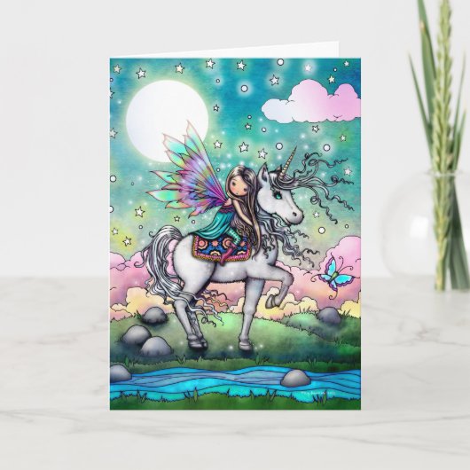 Sweet Fairy and Unicorn Fantasy Art カード (正面)