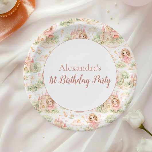 Sweet Fairy First Birthday Girl ペーパープレート