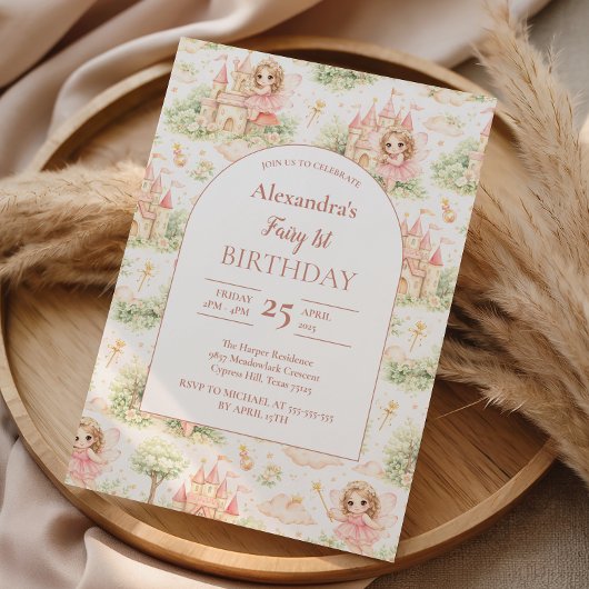 Sweet Fairy First Birthday Girl 招待状