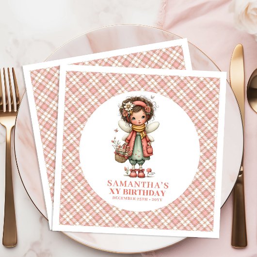 Sweet Fairy Magical Floral 5th Birthday Party Napk