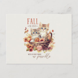 Sweet Fall Kittens in Pumpkin Basket Autumn Love P ポストカード