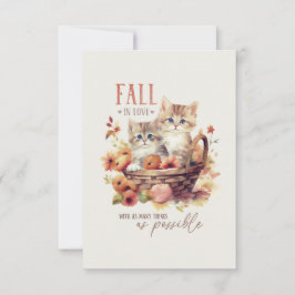 Sweet Fall Kittens in Pumpkin Basket Autumn Love T サンキューカード